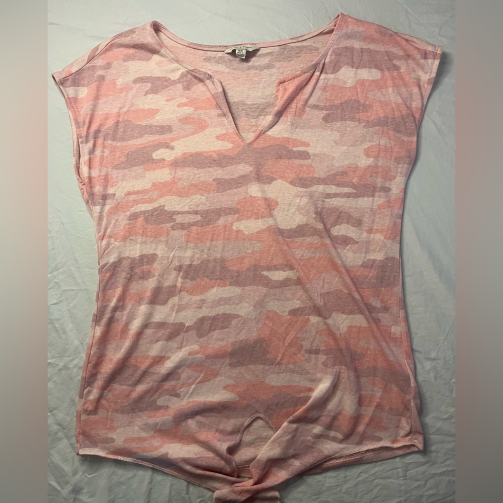 Lucky Brand Pink Camouflage Short Sleeve Top
